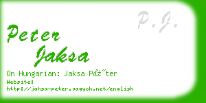 peter jaksa business card